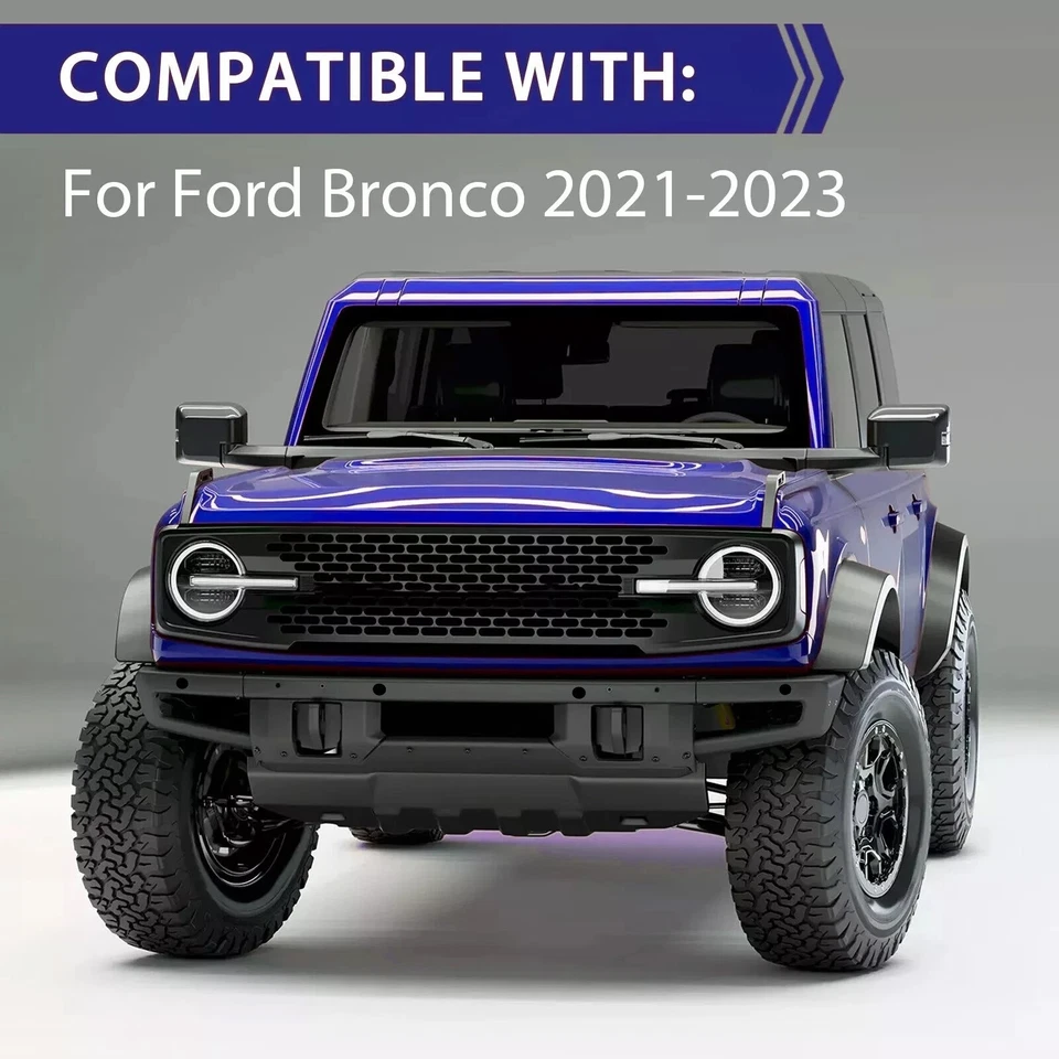 Parachoques delantero con soportes de anillo en D aptos para Ford Bronco 2021-2023 todoterreno ancho completo Foto 2 de 4