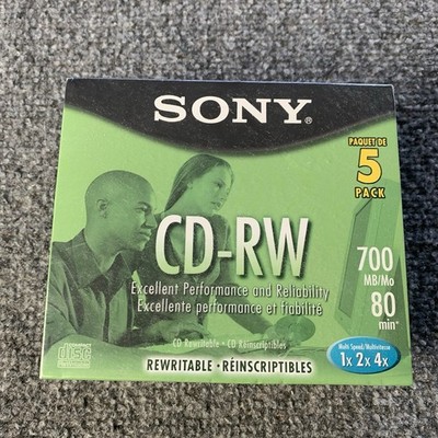 Sony CD-RW 700 MB/Mo 80 min Disks-5 Pack Rewritable - New Sealed