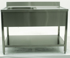 Lavello 1 vasca in acciaio inox con gocciolatoio a destra  120x70x85h