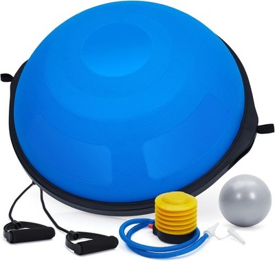 25'' Half Balance Ball Yoga Ball Balance Trainer w/ Air Pump,2 Bands,Pilates Ball
