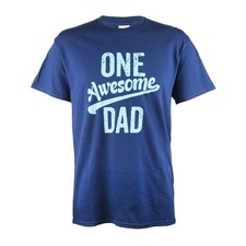 "One Awesome Dad" Men's Novelty Short Sleeve T-Shirt in Blue, Medium