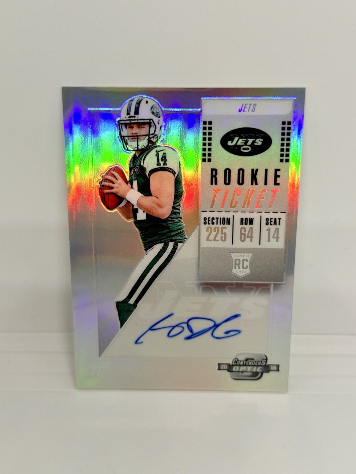 2018 Contenders Optic SAM DARNOLD Rookie Ticket Silver Prizm Auto RC #103