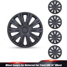 14 Matte Black Hubcaps 4 Wheel Covers Rim Hub Caps Fit R14 Tire Steel Wheels