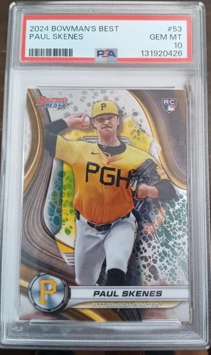 2024 Bowman's Best Paul Skenes RC Card Number 53 PSA 10 GEM MINT