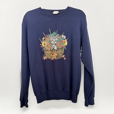 Vintage Santee Fall Cat Kitten Navy Blue Crew Neck Sweatshirt Women s Medium