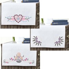 Herrschners  Floral Heritage Dresser Scarves Set Stamped Embroidery