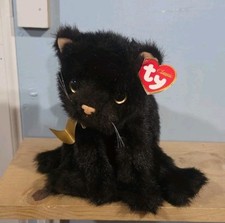TY Classic Purrecious Cat Plush 10  Black Brown Kitten Plaid Bow 2002 Toy