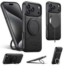 Magnet PU Leather Stand Back Case For iPhone 17 Air 16 15 14 13 12 Pro Max Plus