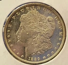 1889 $1 MORGAN SILVER DOLLAR CH BU/MS PL(LOOKS DMPL) BRIGHT WHITE-RIM TONING