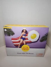 New Sun Squad Giant Eggs and Bacon Pool Inflatable Float 6 Feet Long