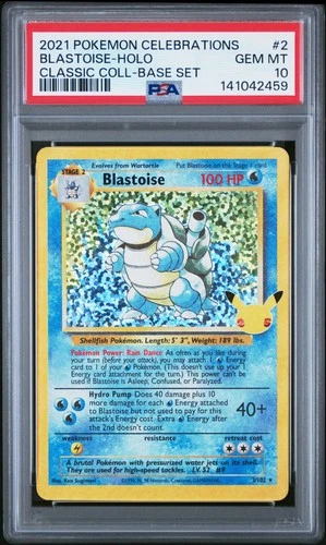 2021 POKEMON CELEBRATIONS CLASSIC COLLECTION #2 BLASTOISE-HOLO PSA 10