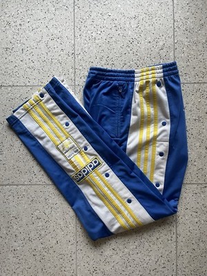 Vintage 90s Adidas Button Up Trackpants Blau/Gelb XS