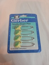 Gerber Novelty Diaper Pins 4 Pack Yellow Green Turtles Vintage 1991