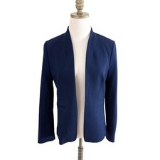 J. Crew Navy Blue Open Front Fitted Blazer Women's Size 6 EUC