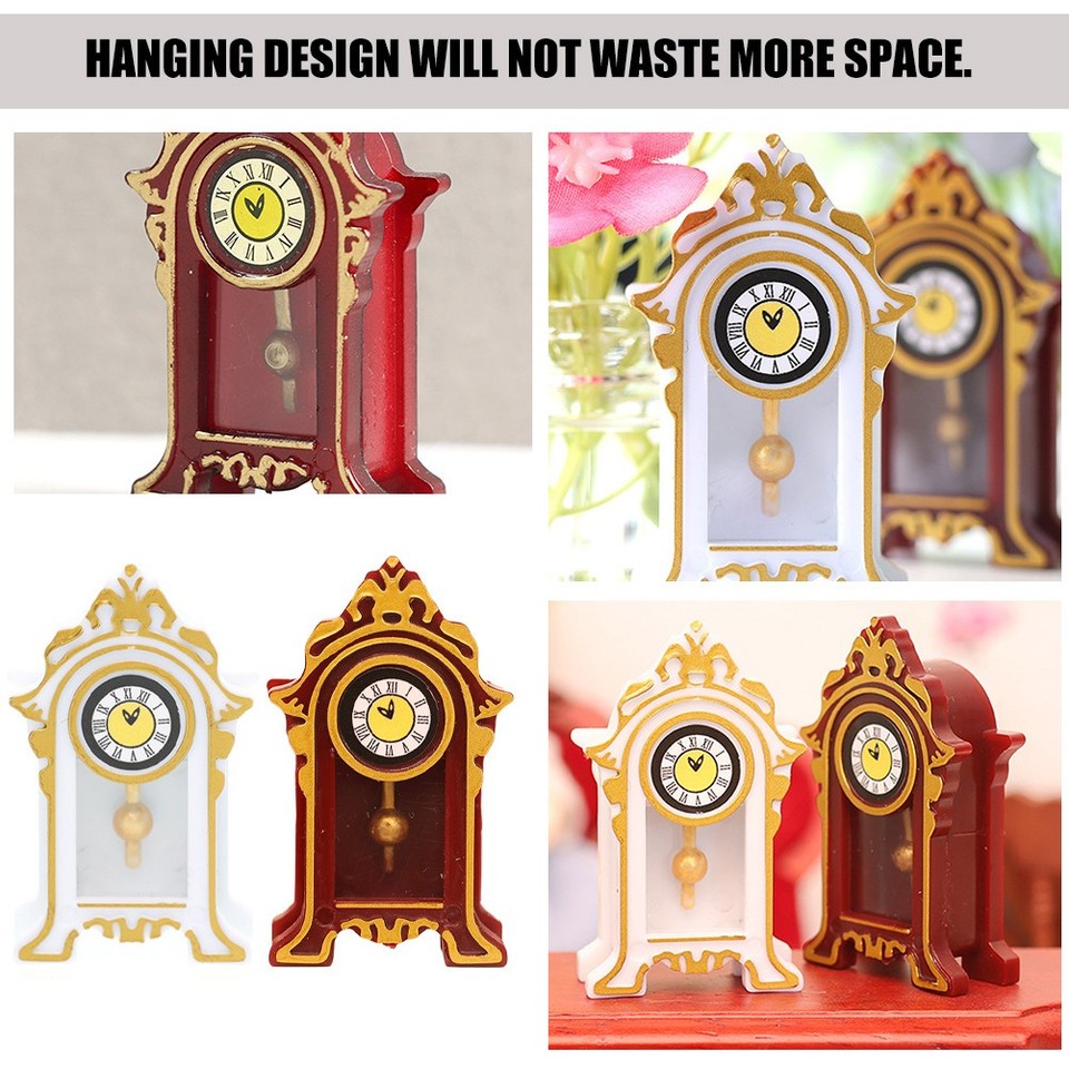 Miniature Pendulum Clock Resin Vintage Floor Clock Home Decor Assorted ...