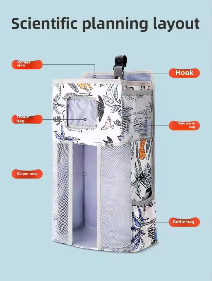 Baby Diaper Hanging Organizer Diaper Stacker for Changing Table Crib Hanging Cla - Image 4 of 4