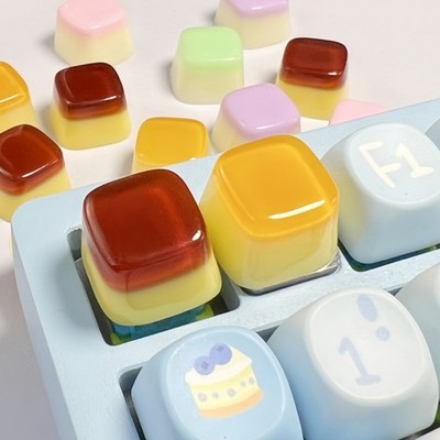 Cute Artisan Jelly Pudding Keycap Kawaii Custom Cherry MX Mechanical Keyboard