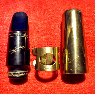 Vintage ANDY JACOBSON 4 Hard Rubber Alto Sax Mpc.w/France Brass Lig.& Brass Cap