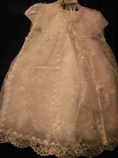 White Christening Baptism gown formal dress square wrap