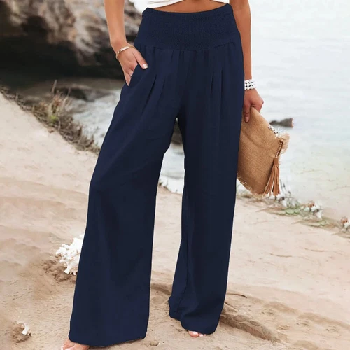 Linen wide-leg trousers for women - Picture 39 of 39