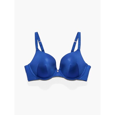 SAVAGE X FENTY CORE MICROFIBER METALLIC PUSH-UP BRA DREAMY CHROME BLUE SIZE 42C