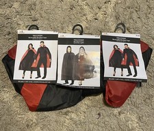 Lot of 3 Adult Halloween Hooded Capes Black/Red