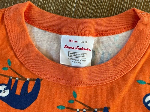 Hanna Andersson Girls/Boys Sloth Short Johns Pajama Size 150/US 12 EUC - Picture 3 of 4
