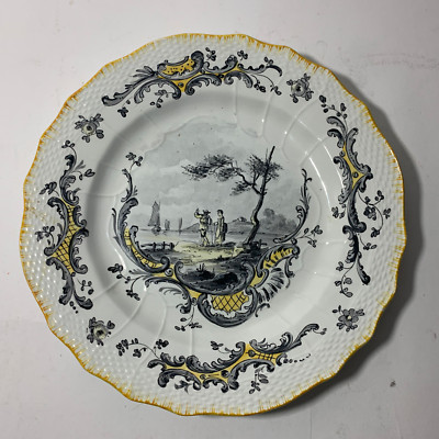 1900's Porcelain plate French FAIENCE SCEAUX 1740 Hand decorated - Scenic
