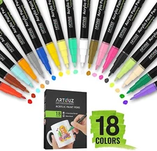 Acrylic Paint Pens-Set of 18 Premium Markers Extra Fine Tip for DIY Art Project
