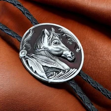 Bolo Tie Mens Wedding Necklace PU Leather Rope Western Cowboy Style