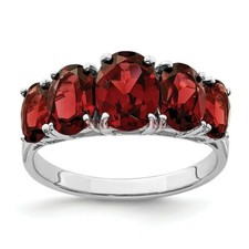 Natural Garnet Gemstone with 925 Sterling Silver Ring for Women's 3666