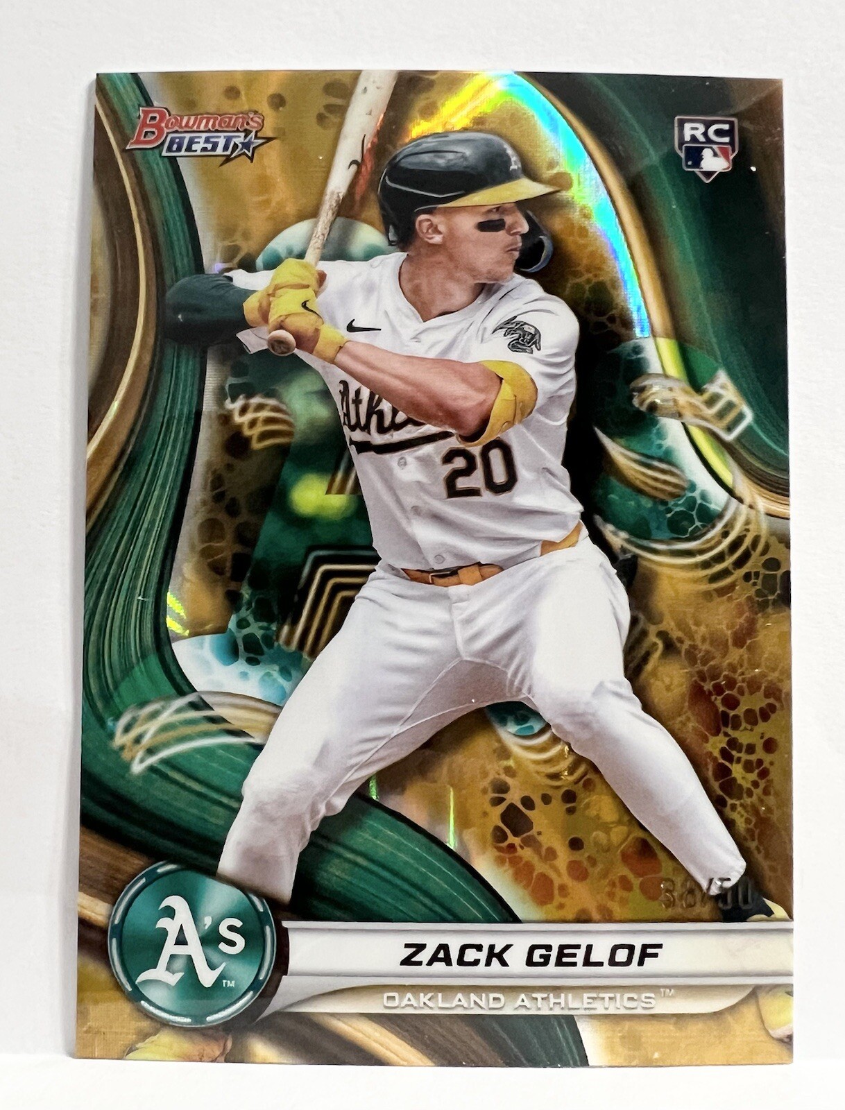 2024 Bowman Best Zack Gelof Gold Lava Refractor 7/50 Oakland Athletics #46 RC