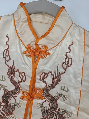 Vintage 1940s-50s Chinese Silk Blouse Top, Dragons & Peacocks Retro Rockabilly - Picture 9 of 24