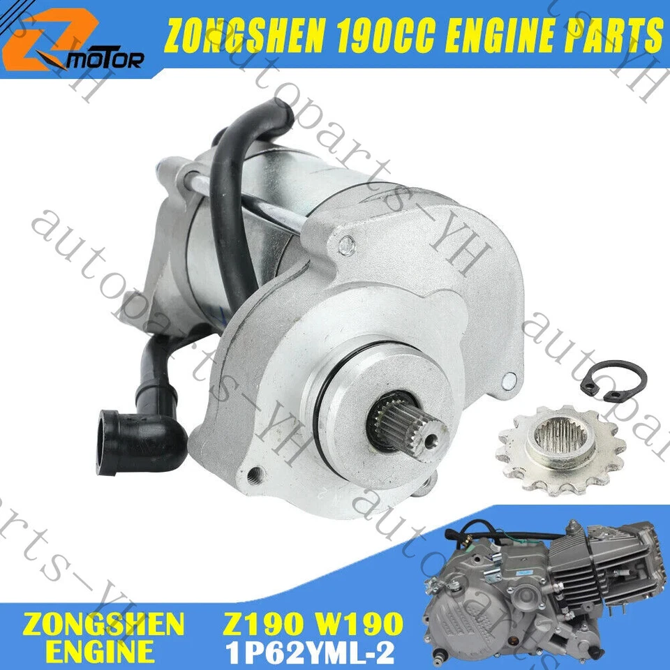 Electric Start Starter Motor For 62mm Bore ZongShen ZS 190cc Z190 W190 Engine Foto 4 de 4