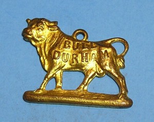 Authentic Vintage Pocket Watch Fob Charm Pendant BULL DURHAM Tobacco 14k Gold Plated VTG