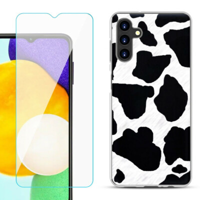 Case for Samsung Galaxy A13 5G, w/ Tempered Glass - Cow Skin Design