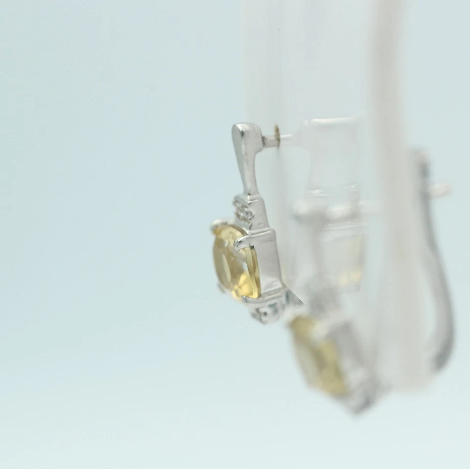 2,94 Carati Whisky Quarzo Orecchini 925 Argento Sterling Con Cubic Zirconi Alto - Immagine 4 di 4