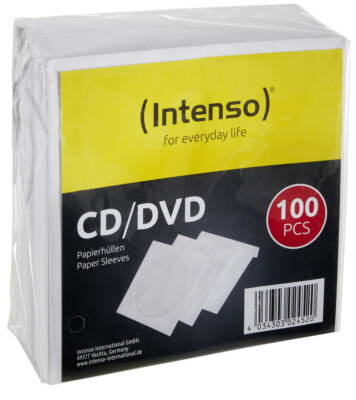 1000 Intenso Papiertaschen mit Fenster für je 1 BD / CD / DVD weiß