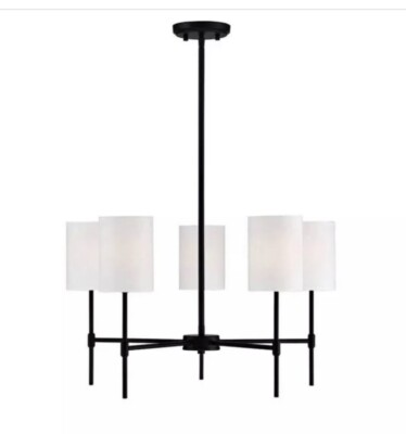 Meridian 5-Light Chandelier Matte Black M10067MBK New In Open Box