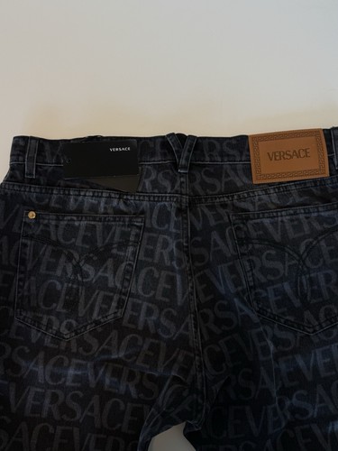 Versace Black Logo-Print Allover straight-leg jeans - Picture 8 of 8