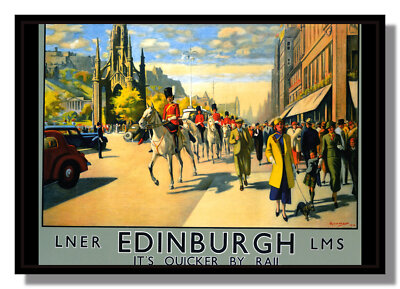 LNER LMS framed repro poster Edinburgh 1934 Scott Monument free p&p UK