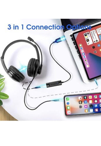 Casque USB avec Microphone pour PC Portable, Réglable Anti Bruit Business - Photo 4/14