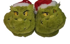 NWT Dr Seuss The Grinch Kids Slippers Size M 11-12 Christmas Plush Green New