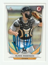 Blake Anderson Signed 2014 Bowman Draft Card #DP34 Auto Marlins Autograph COA