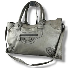 BALENCIAGA City 2way Handbag Shoulder Bag Gray 173082 200047 Leather Vintage y2k