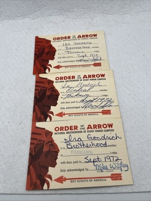 OA Lodge 309 Brotherhood cards 1972 And 1975