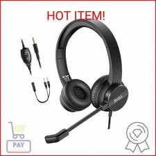 Headsets with Microphone for Laptop, 3.5mm Wired Computer Headset Super-Lightwei