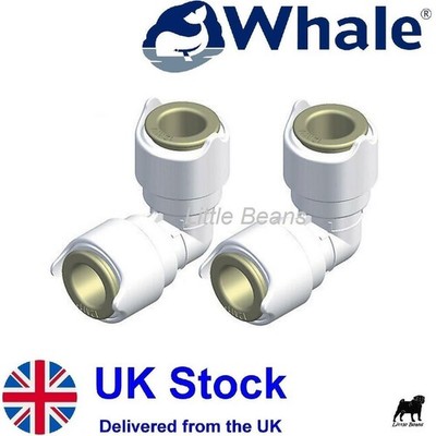 2 x Whale Push Speed Fit Water Pipe Fitting Connector 12mm Equal Elbow - WU1203