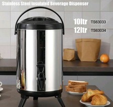 Stainless Steel Insulated Beverage Dispenser 12L Thermal Drink Server – Silver