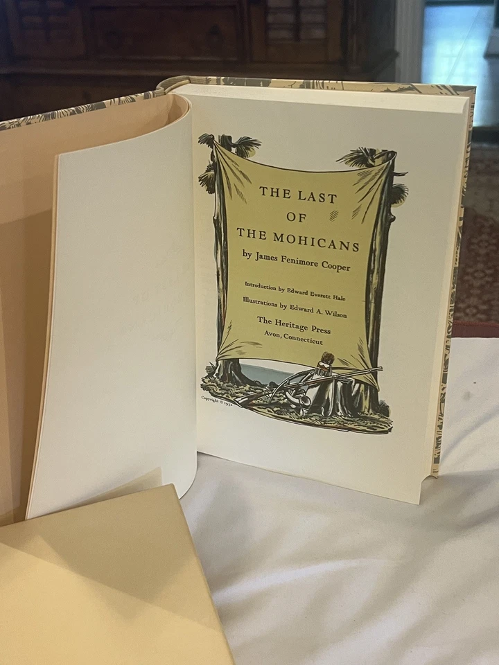 1932, The Last of the Mohicans, Cooper, Heritage Press, Slipcover, MINT Foto 4 de 4
